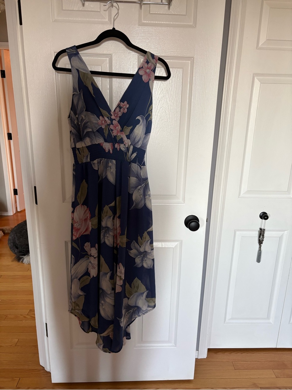Floral V-Neck Navy Midi Jumpsuit
